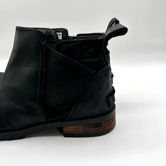 Sorel Emelie Boot Womens Size 8.5  Waterproof Black Slip On Leather Chealse - Picture 6 of 7